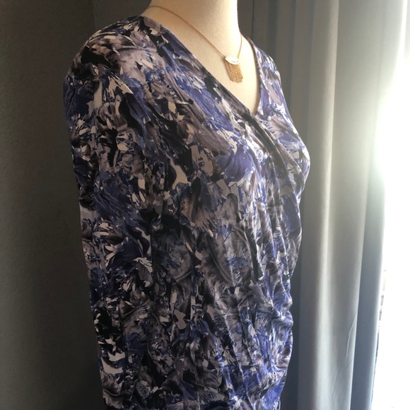 Isabella Oliver Blue Floral Wrap Blouse Top - Picture 2 of 5